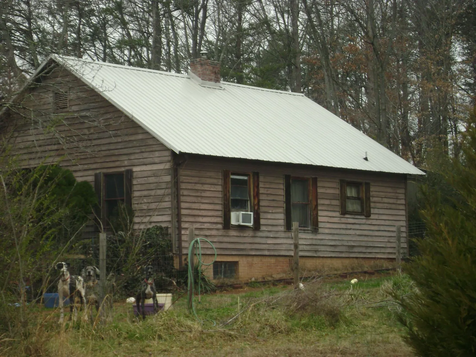 White metal roof on an old wood sided farmhouse, from a Asphalt Shingle Roof Repair job in Mount Clemens